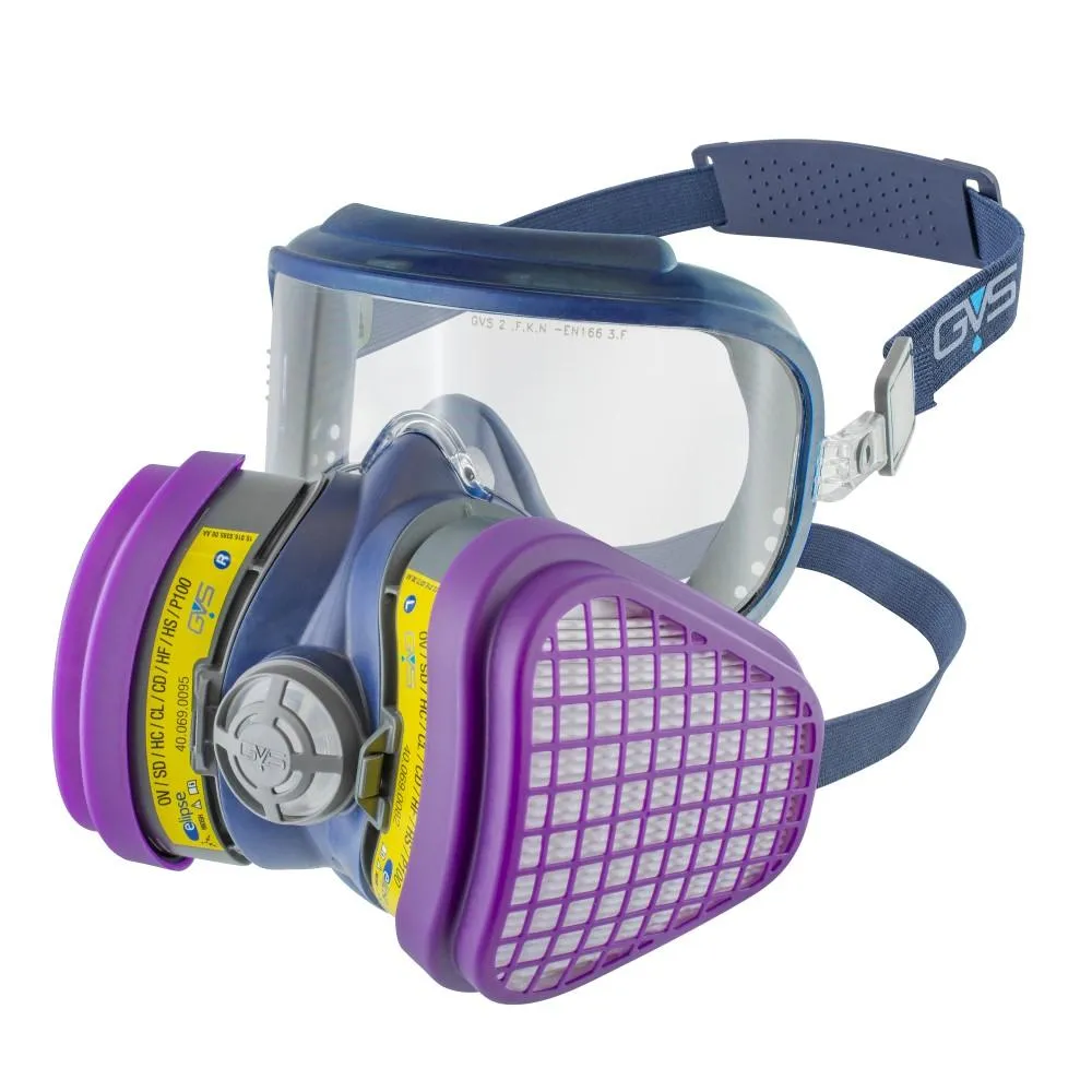 Half Face Mask Respirator with Attached Goggles and Various Filters - GVS Integra