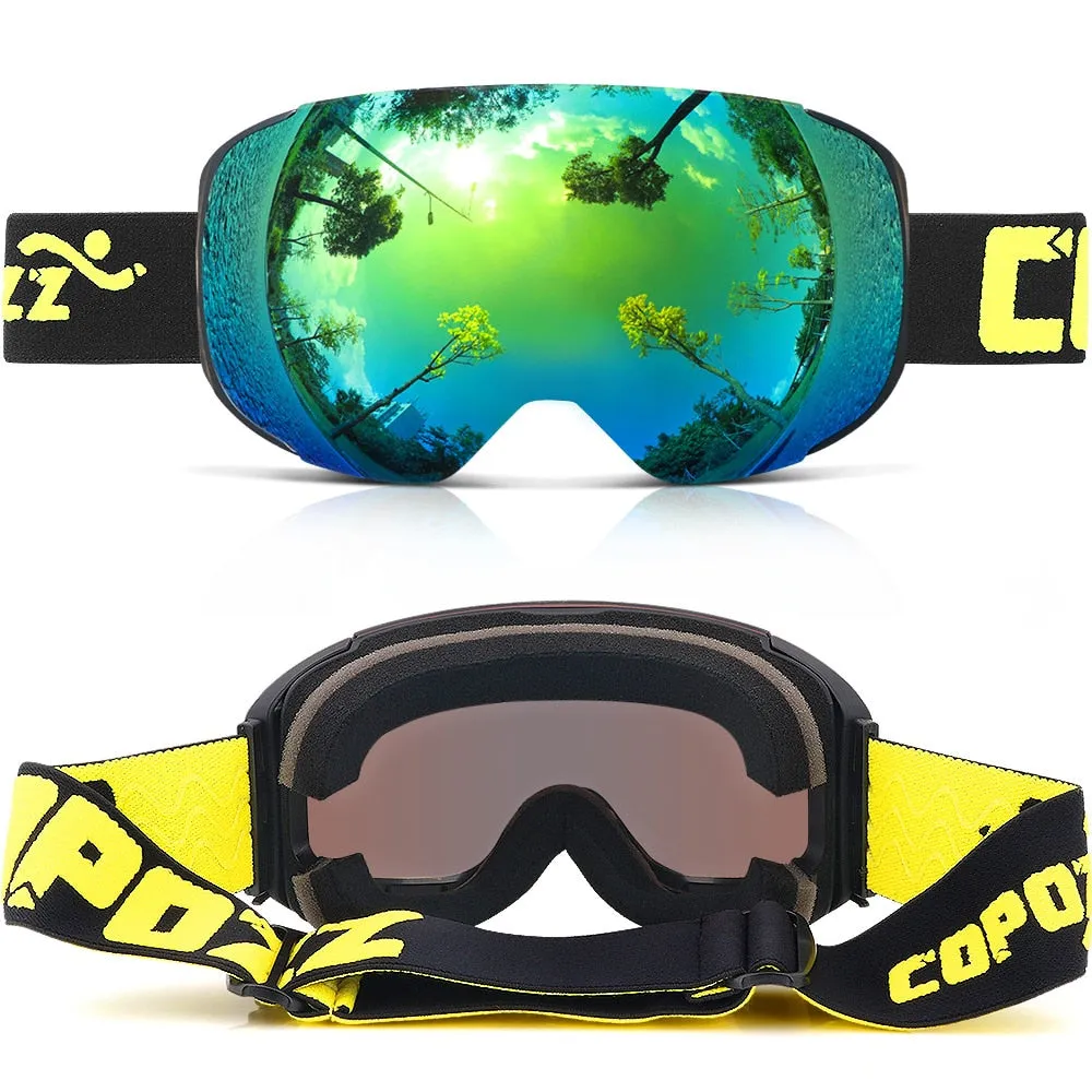 Magnetic ski goggles double layers UV400 anti-fog big ski mask glasses skiing men women snow snowboard goggles