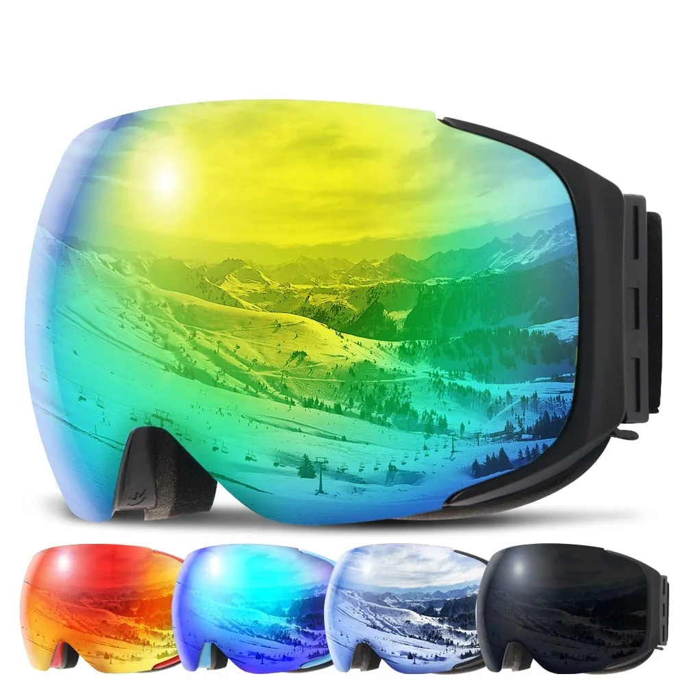 Magnetic ski goggles double layers UV400 anti-fog big ski mask glasses skiing men women snow snowboard goggles